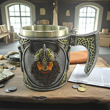 Load image into Gallery viewer, Medieval Viking Tankard with Axe Handle Norse Warrior Mug Beer Stein Fantasy
