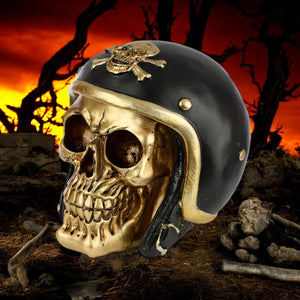 Motorcycle Skull Figurine Biker Punk Helmet Decor Gothic Ornament Gift Idea