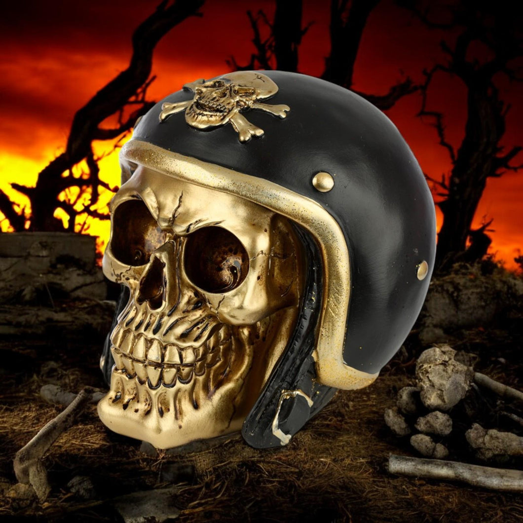 gothic motorcycle helmet Skull Biker Helmet Figurine