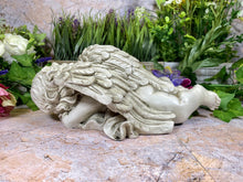 Load image into Gallery viewer, Sleeping Cherub Resin Statue, Angelic Memorial Sculpture, Peaceful Grave Decoration, Garden Angel, Serene Cemetery Art
