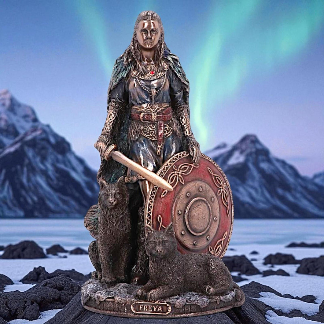 Freya Goddess Figurine Norse Warrior Deity Statue Pagan Mythology Love & War