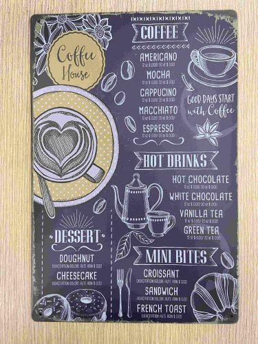 Vintage-Inspired Coffee Shop Menu Metal Sign - Charming Nostalgia for Your Home Decor Home Warming Gift-OsirisTradingUK