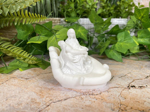 Intricate Alabaster La Pieta Statue in Protective Hand Exquisite 7 cm Sculpture-OsirisTradingUK