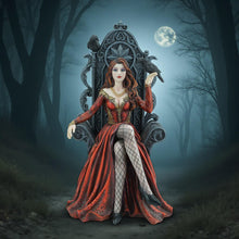 Load image into Gallery viewer, Gothic Raven Queen Figurine Fantasy Lady on Throne Resin Statue 30cm Ornament

