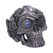 Load image into Gallery viewer, Gothic Cyberpunk Silver Skull Figurine Mechanical Detailing  Steampunk Ornament
