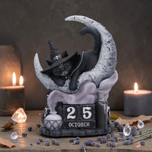 Load image into Gallery viewer, Gothic Black Cat Perpetual Calendar Witch Moon Halloween Wiccan Decor Art
