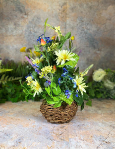 Exquisite Handcrafted Artificial Flowers in Wicker Basket - 40cm Tall Floral and Plants Display Home Decoration