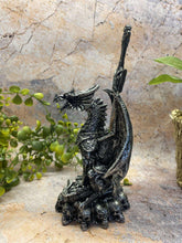 Charger l&#39;image dans la galerie, Celtic Dragon Resting on Skulls Letter Opener Gothic Decor-OsirisTradingUK
