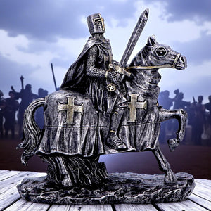 Medieval Templar Knight Horseback Figurine Gothic Crusader Historical Ornament