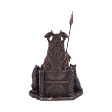 Load image into Gallery viewer, Bronze Odin All Father Figurine | Norse Mythology Statue with Wolves and Throne 22cm
