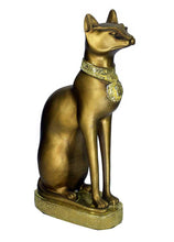 Load image into Gallery viewer, Elegant Egyptian Bastet Cat Statue, 24cm Golden Resin Figurine, Bast Goddess of Protection, Luxurious Ancient Egypt Decor, Symbolic Home Ornament-OsirisTradingUK
