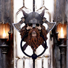Load image into Gallery viewer, Viking Skull Door Knocker Norse Warrior Mythical Decor Gothic Home Ornament
