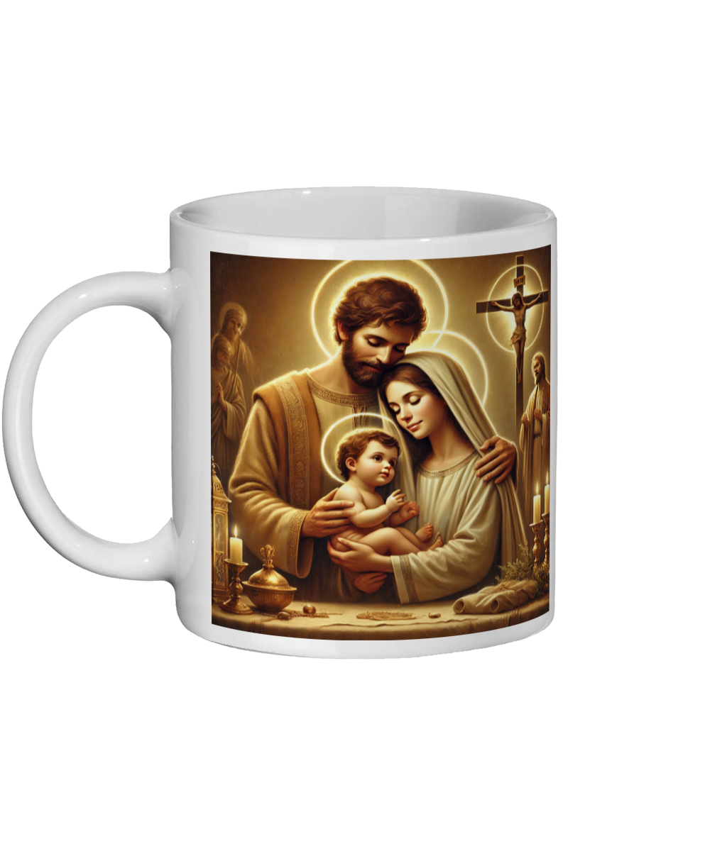 Inspirational Holy Family Ceramic Mug – 11 oz Religious Coffee Cup Featuring Mary, Joseph, and Baby Jesus-OsirisTradingUK