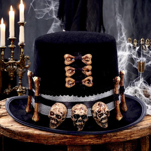 Voodoo Priest Skull and Bone Top Hat Gothic Fantasy Prop Halloween Costume Accessory