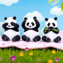 Load image into Gallery viewer, 3 Wise Panda Figurines Animal Sculptures See No Hear No Speak No Evil Ornament
