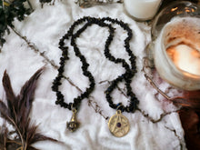 Load image into Gallery viewer, Mystic Obsidian Witch Necklace with Pentagram Pendant - Protective Crystal Jewellery, Spiritual Amulet with Magical Charms

