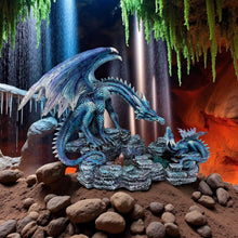 Load image into Gallery viewer, Gothic Dragon Figurine Blue Resin Sculpture Mythical Creature Fantasy Home Ornament
