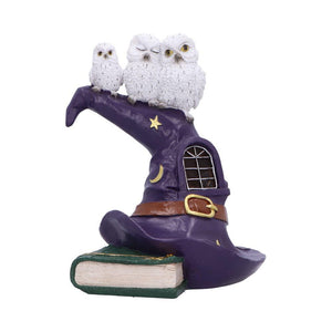 Magical Owl Witch Hat LED Ornament Wiccan Altar Figurine Spooky Halloween