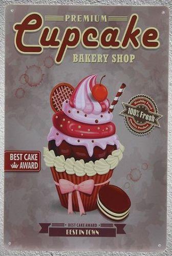 Vintage Delights Metal Sign Charming Cupcake Bakery Shop Decor Kitchen Wall Decor-OsirisTradingUK