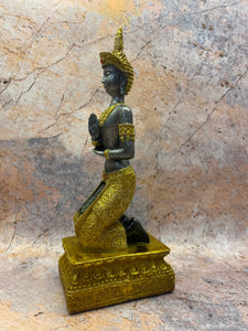 Serene Thai Buddha Statue with Glittering Glass Mosaic – Traditional Spiritual Decor, Resin Figurine, 26 cm
