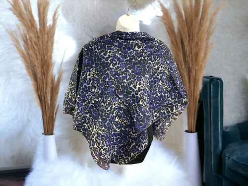 Exquisite Leopard Print Scarf in Purple & White | Luxurious 100% Cotton | Bold Fashion Statement | Versatile Square Wrap | 100x100cm-OsirisTradingUK