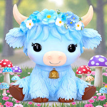 Load image into Gallery viewer, Moo Crew Bluebell Blue Flower Cow Figurine Cute Farmhouse Ornament Decor
