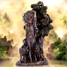 Load image into Gallery viewer, Arianrhod Celtic Goddess of Fate Bronze Figurine 24cm – Hand-Painted Mythological Decor
