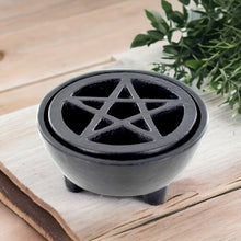 Load image into Gallery viewer, Cast Iron Pentagram Incense Burner Spiritual Altar Decor, Wiccan Ritual Tool, Aromatherapy Essential, Meditation Practice, Energy Cleansing-OsirisTradingUK

