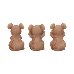 Three Wise Mice Figurines Ornaments Hear No See No Speak No Evil Cute Decor