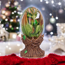 Load image into Gallery viewer, Mystical Green Dragon Egg Ornament - Earth Baby Dragon Collectible Decor
