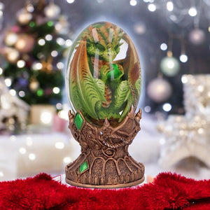 Mystical Green Dragon Egg Ornament - Earth Baby Dragon Collectible Decor