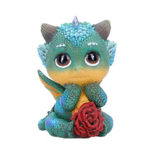 Load image into Gallery viewer, Cinders Mini Dragon Statue Whimsical Mythical Creature Rose Shelf Display Art
