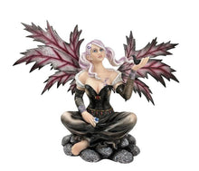 Load image into Gallery viewer, Dark Enchantress Fairy Sculpture with Blackbird Fantasy Art Figurine Mythological
