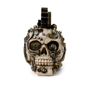 Gothic Steampunk Skull Figurine Industrial Cogs Design Victorian Ornament Decor