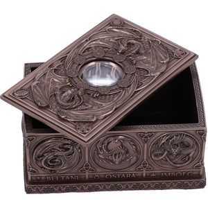 Anne Stokes Dragons of the Sabbats Tarot Box Bronze 14.5cm - Gothic Dragon Card Holder