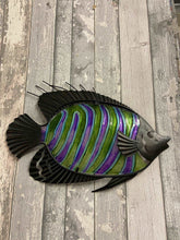 Load image into Gallery viewer, Coastal Charm Striped Fish Metal and Glass Wall Sign for Nautical Decor Enthusiasts-OsirisTradingUK
