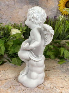 Cherubic Resin Angel Statue with Golden Accents, Whimsical Decorative Figurine - Boxed and Gift-Ready-OsirisTradingUK