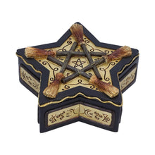 Laden Sie das Bild in den Galerie-Viewer, Magick Protector Wiccan Broomstick Box 16cm | Gothic Occult Decor | Hand-Painted
