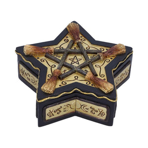 Magick Protector Wiccan Broomstick Box 16cm | Gothic Occult Decor | Hand-Painted