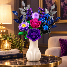 Load image into Gallery viewer, 3D Purple Rose Flower Bouquet Building Blocks 759pc Botanical Construction Set
