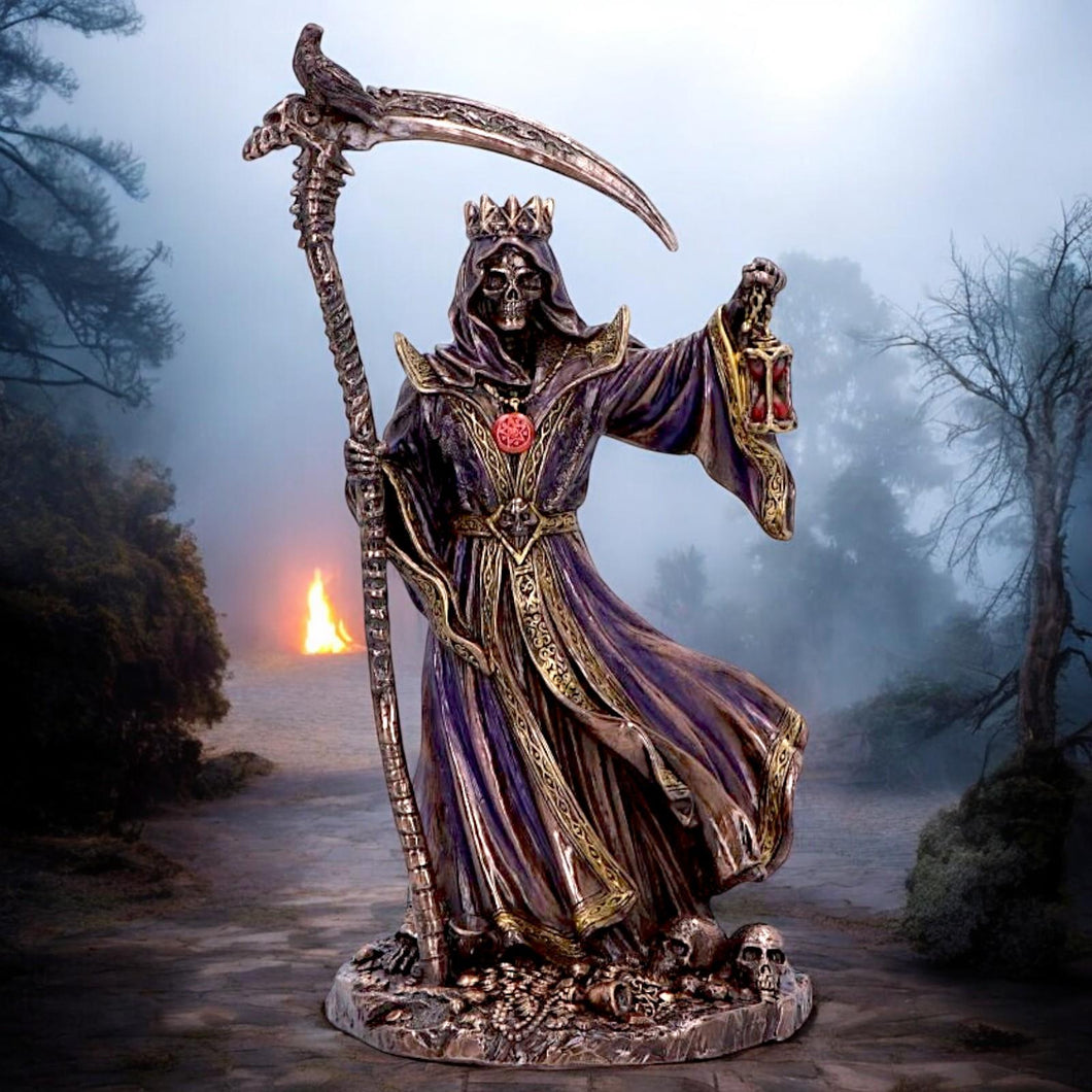 Dark Fantasy Skeleton King Reaper Figurine Gothic Horror macabre ornament Art