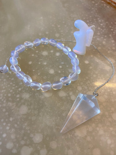 Opalite Angel, Bracelet & Dowsing Pendulum Set - Serene Energy Healing Collection-OsirisTradingUK