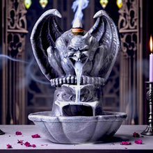 Load image into Gallery viewer, Dark Gargoyle Incense Cone Burner Gothic Backflow Smoke Tower Horror Statue
