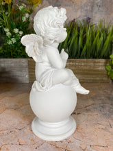 Load image into Gallery viewer, Cherub Angel Statue - Resin Garden Cherub - Classic White Angelic Figurine - Peaceful Home Decor - Memorial Statue - Spiritual Artwork
