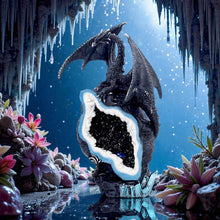 Load image into Gallery viewer, Midnight Custodian Light Up Dragon Statue LED Fantasy Geode Dragon Ornament
