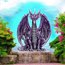 Laden Sie das Bild in den Galerie-Viewer, Fantasy Dragon Figurine - Gothic Collectible Purple Resin Statue Ornament 18cm
