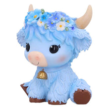 Load image into Gallery viewer, Moo Crew Bluebell Blue Flower Cow Figurine Cute Farmhouse Ornament Decor
