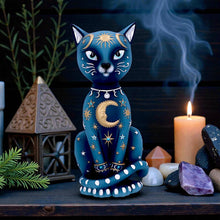 Load image into Gallery viewer, Mystical Celestial Cat Statue Moon Phase Kitty Figurine Astrology Inspired  Decor
