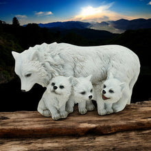 Load image into Gallery viewer, Arctic White Wolf &amp; Cubs Pups Figurine Statue Wildlife Statue Home Decor Ornament
