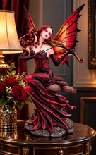 Load image into Gallery viewer, Ruby Red Fairy Dragon Figurine 55cm Gothic Fantasy Fiddle Statue Ornament
